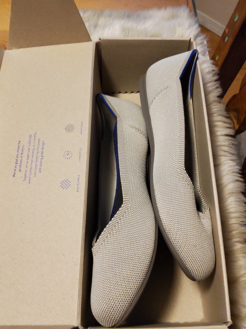 NIB Rothys' Slip on Flats Size 11 1/2 Color is Flax Birdseye Incredible!